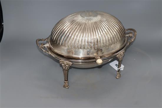 A silver plated revolving breakfast dish, height 21cm